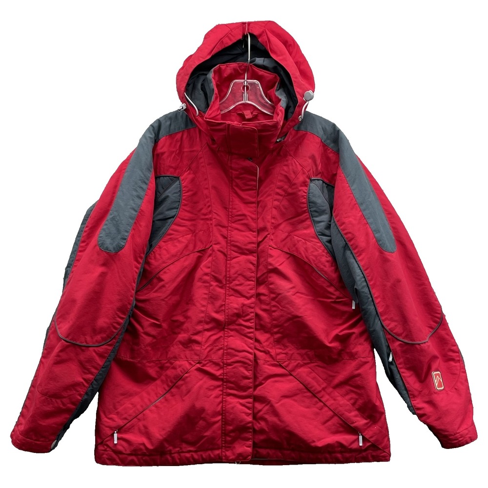 Alpine Design Ski Jacket Women's Large Red Gray Snowboard Hooded Gorpcore Winter